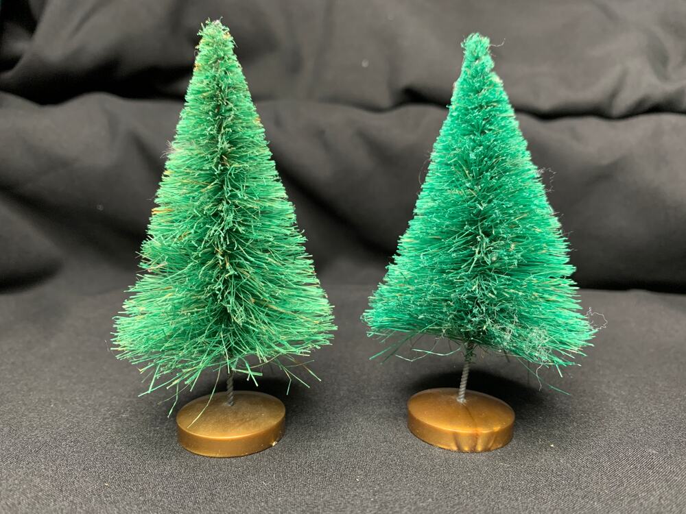 Vintage Miniature Bottle Brush Pine Trees – Set of 2